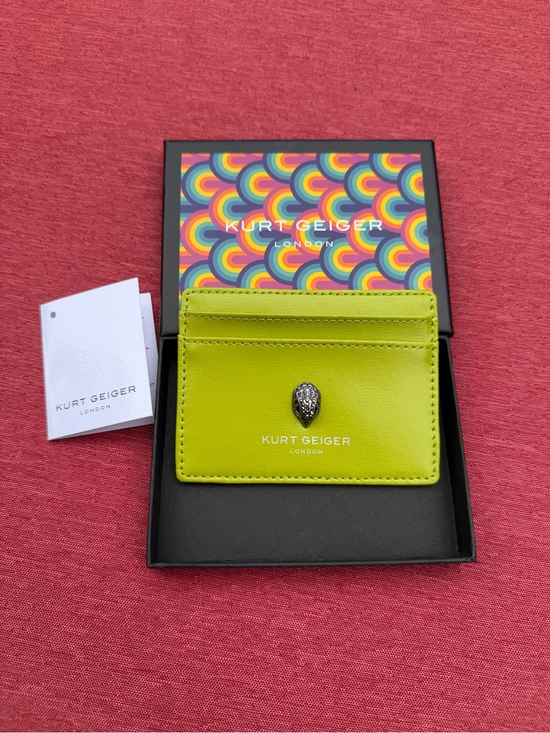 Kurt Geiger Handbags - Kurt Geiger Neon Lime Leather Card Case Eagle Head Emblem